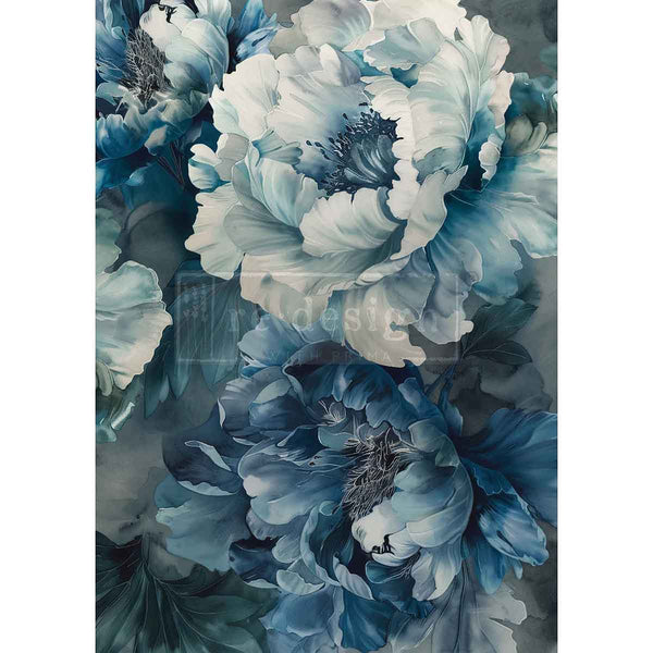 A3 Decoupage Fiber – Sapphire Peony