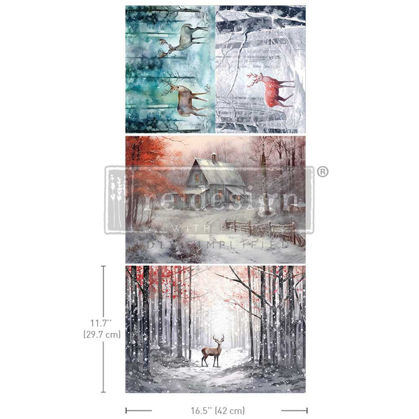 A3 DECOUPAGE FIBER PACK – DASHING THROUGH THE PINES