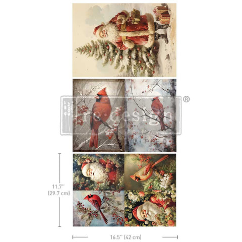 A3 DECOUPAGE FIBER PACK – FESTIVE CARDINAL