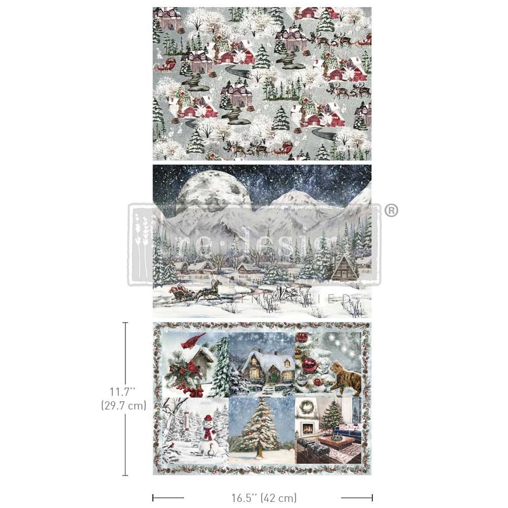 A3 Decoupage Fiber Pack – Snowfall Splendor