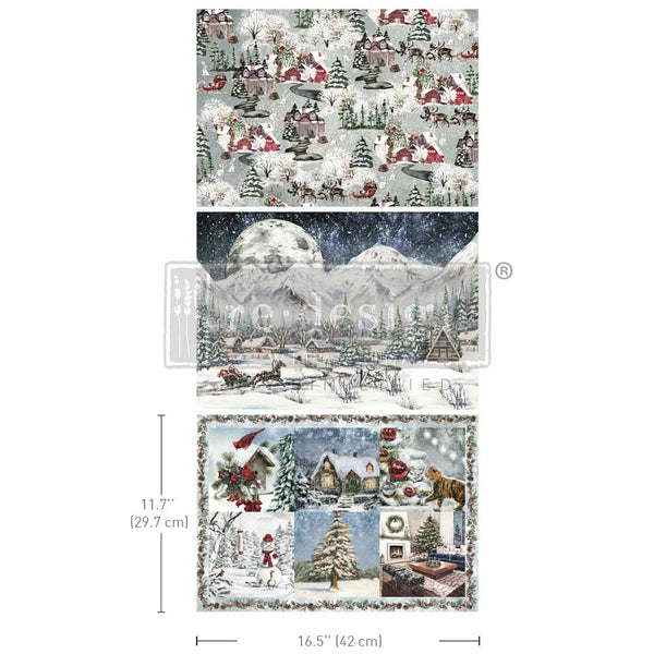 A3 Decoupage Fiber Pack – Snowfall Splendor