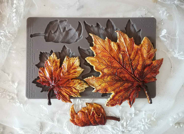 REDESIGN WITH PRIMA DECOR MOULDS – FALLING LEAVES FANTASY – 1 PC, 5″X8″X8MM