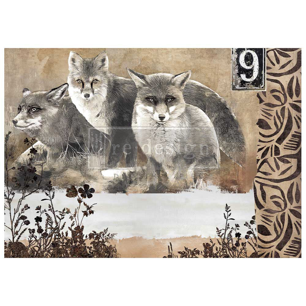 A1 DECOUPAGE FIBER – CALM FOXES