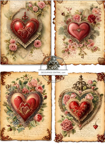 Just Hearts A4 Decoupage Paper