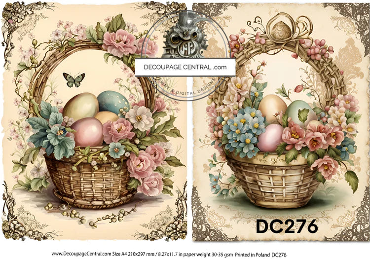 Easter Baskets Decoupage Central A4 Rice Paper