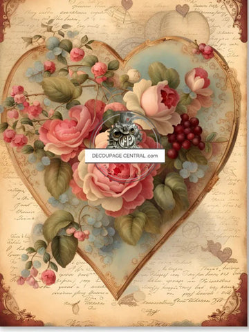 A4 Victorian Heart Decoupage Paper