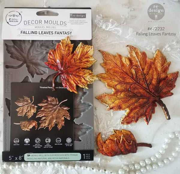 REDESIGN WITH PRIMA DECOR MOULDS – FALLING LEAVES FANTASY – 1 PC, 5″X8″X8MM