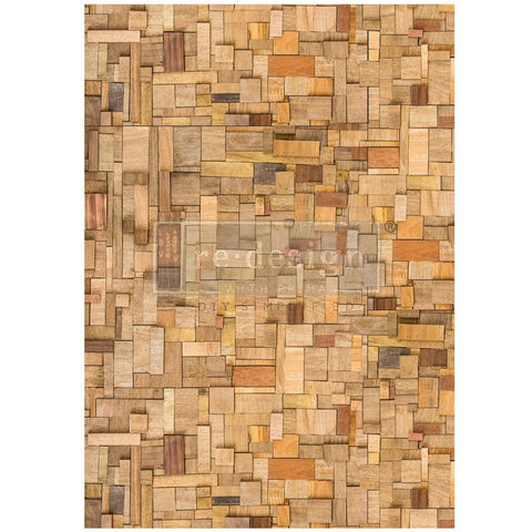 Wood Cubism A 1 Redesign with Prima Fiber Decoupage Paper