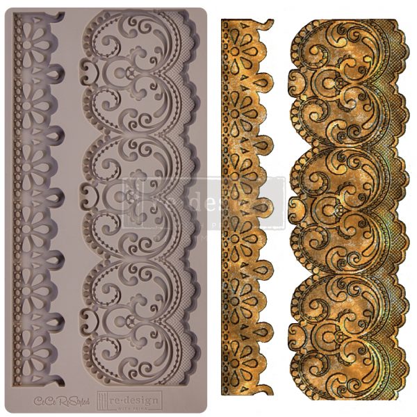 REDESIGN DECOR MOULDS® – CECE BORDER LACE – 1 PC, 5″X10″, 8MM THICKNESS