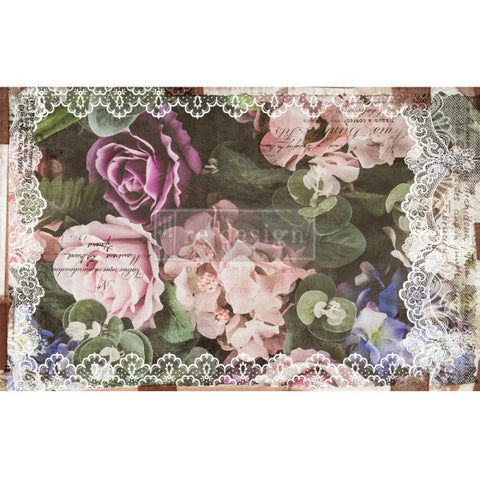 Dark Floral Lace Prima Decoupage Decor Tissue  Paper