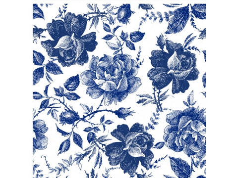 Blue Sketched Flowers Rice Decoupage papers