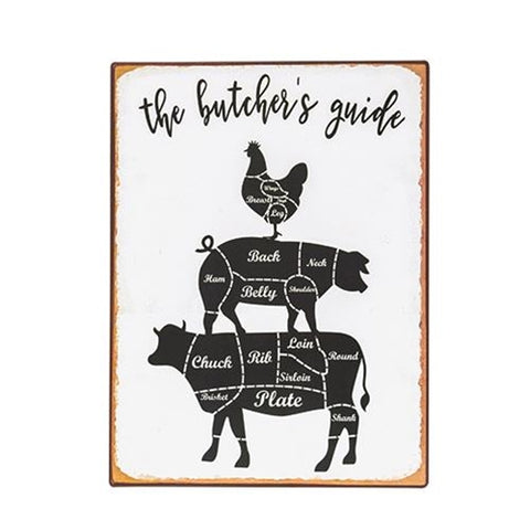 Butcher's Guide Distressed Metal Sign