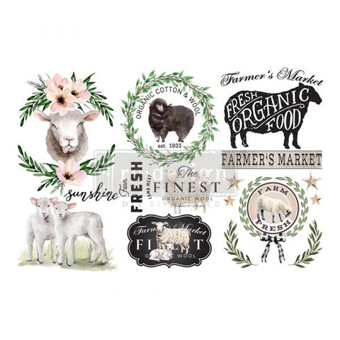 REDESIGN DECOR TRANSFERS® – SWEET LAMB – 3 SHEETS, 6″X12″