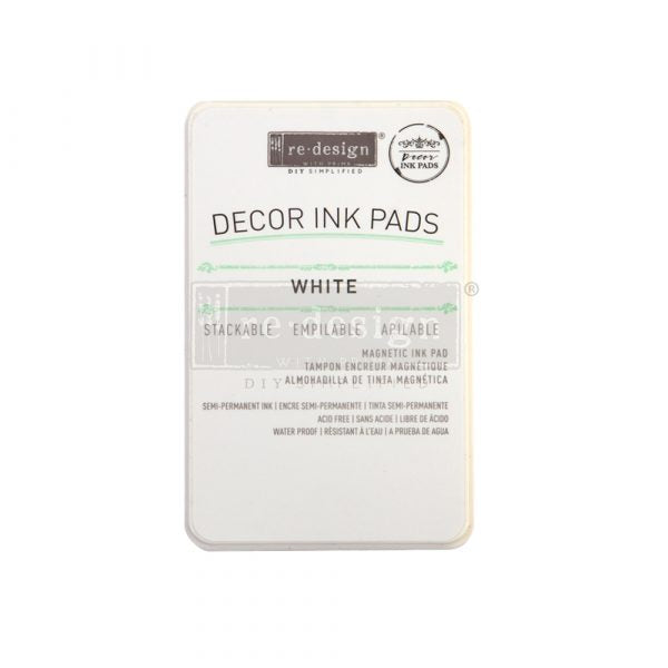 REDESIGN DECOR INK PAD – SEMI PERMANENT  WHITE – MAGNETIC INK PAD